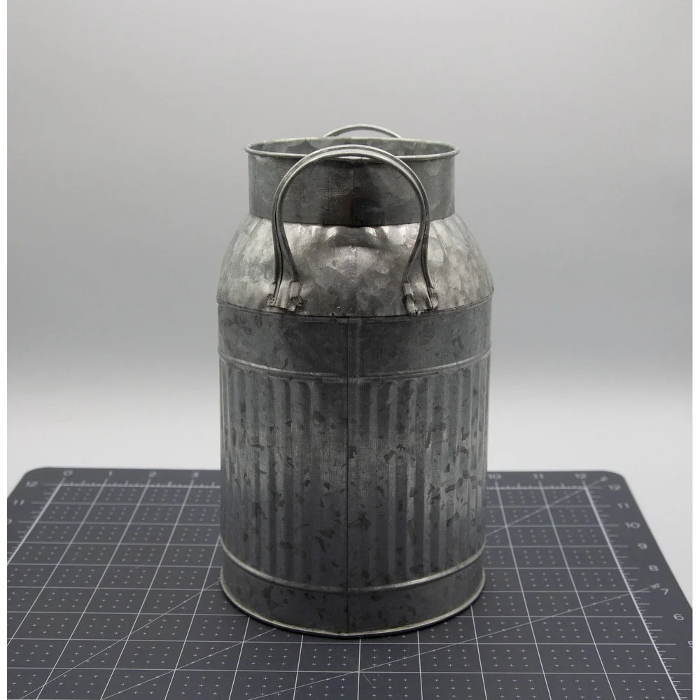 Ashland Galvanized Metal Decorative Milk Jug Farmhouse‎ Ribbed Vase